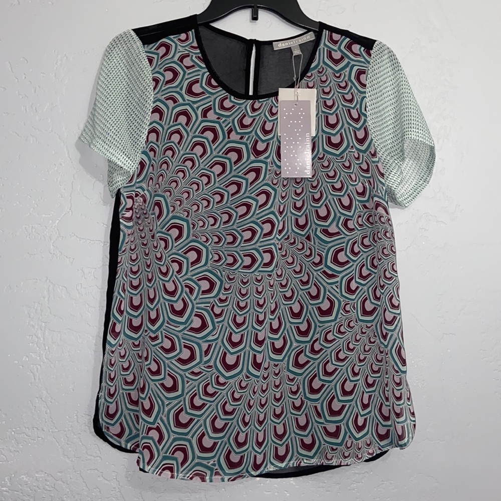 Daniel Rainn Sheer Blouse top Size Small with Detachable Black Strap Tank NWT